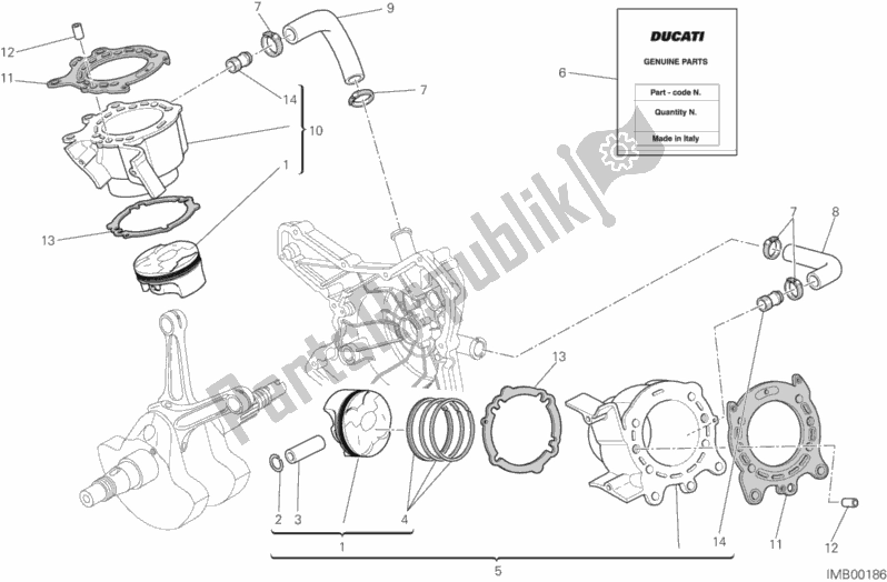 Alle onderdelen voor de Cilinders - Zuigers van de Ducati Hypermotard SP USA 821 2015